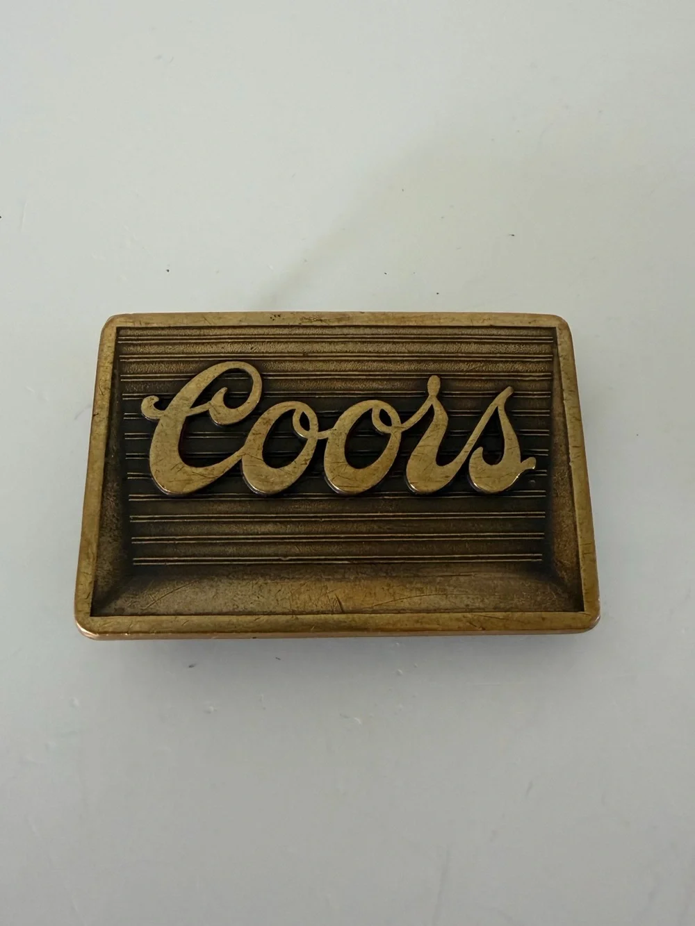 Coors Vintage Brass-Tone Script Logo Beer Advertising Belt Buckle